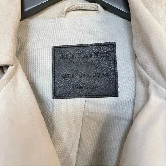 ALLSAINTS Plait Balfern Goat Leather Zip Up Biker Moto Jacket Size 2 - Picture 13 of 16